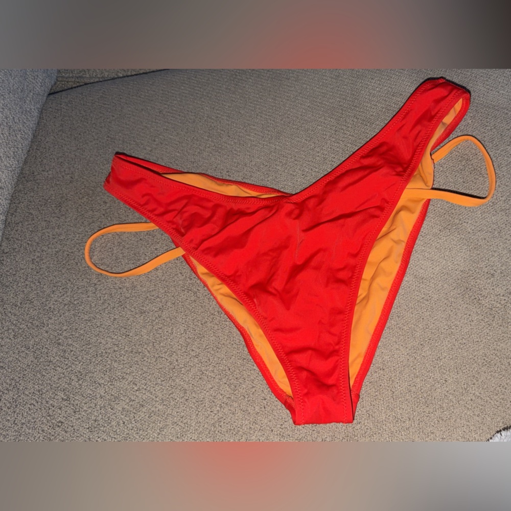 Red Women's Bikini Bottom - Orange Lining